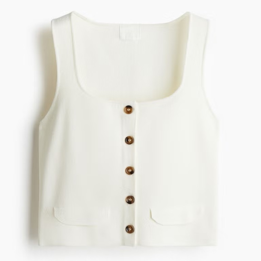Trendy White Button-Down Women's vest Top